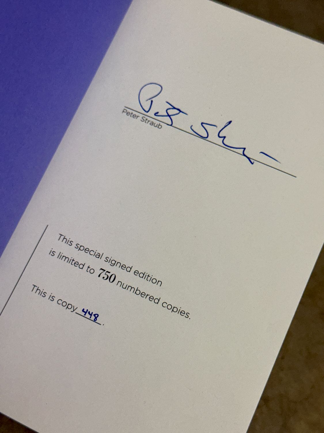 The Process by Peter Straub (Signed Limited First Edition, #448/750, 2017)
