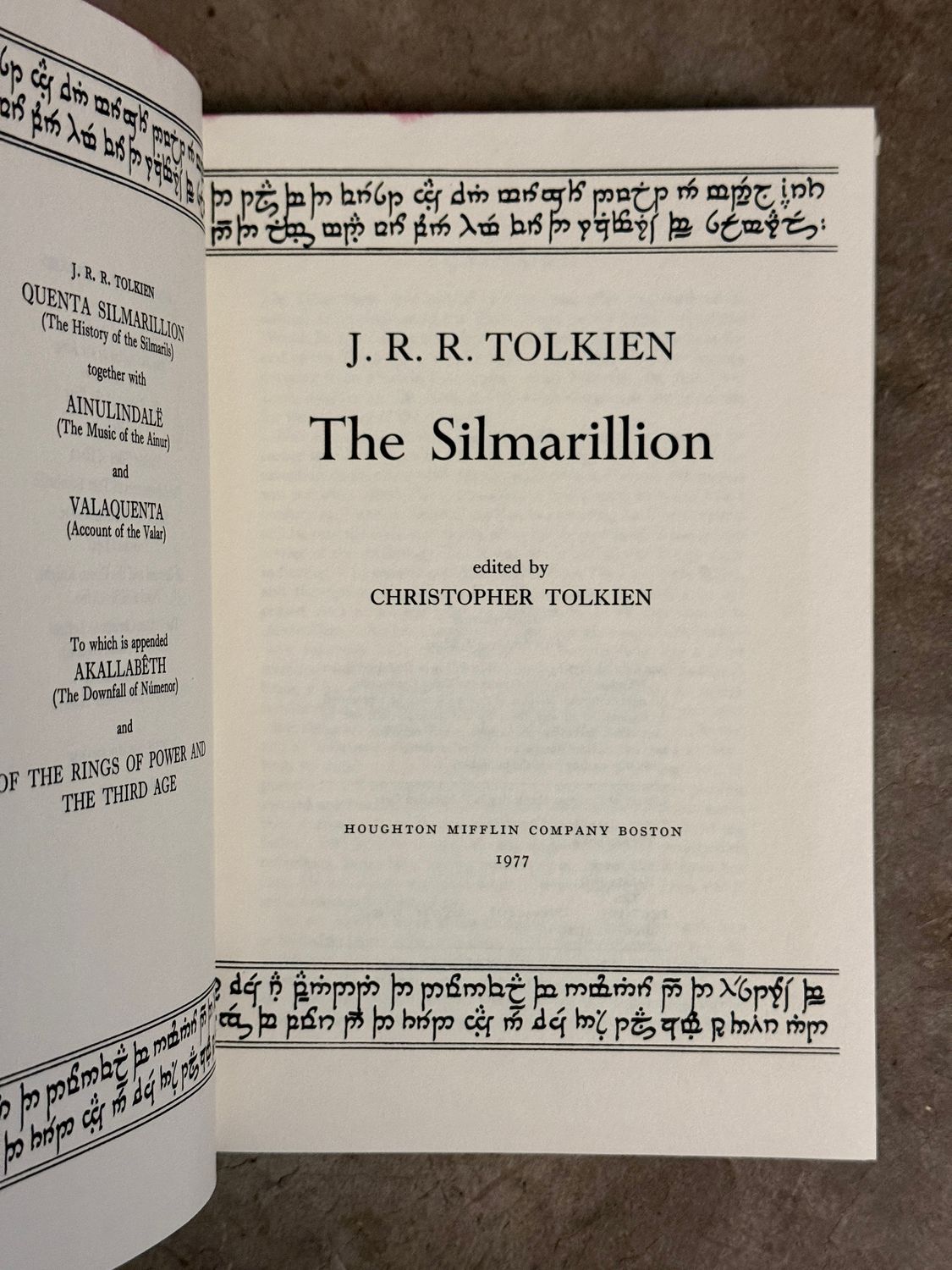 The Silmarillion by J.R.R. Tolkien (First American Edition, First Printing, Houghton Mifflin, 1977)