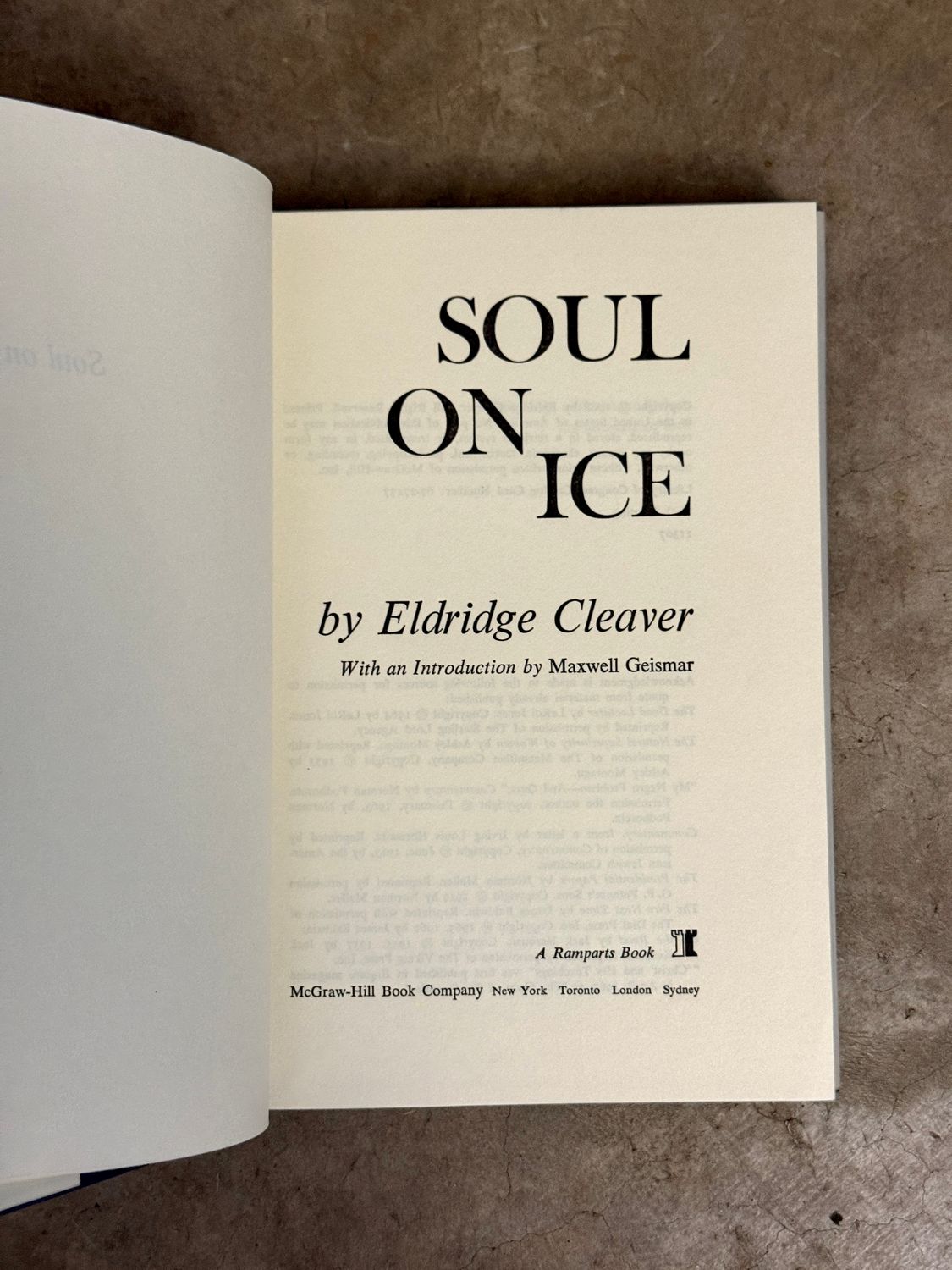 Soul on Ice by Eldridge Cleaver (1968 Ramparts/McGraw-Hill Hardcover)