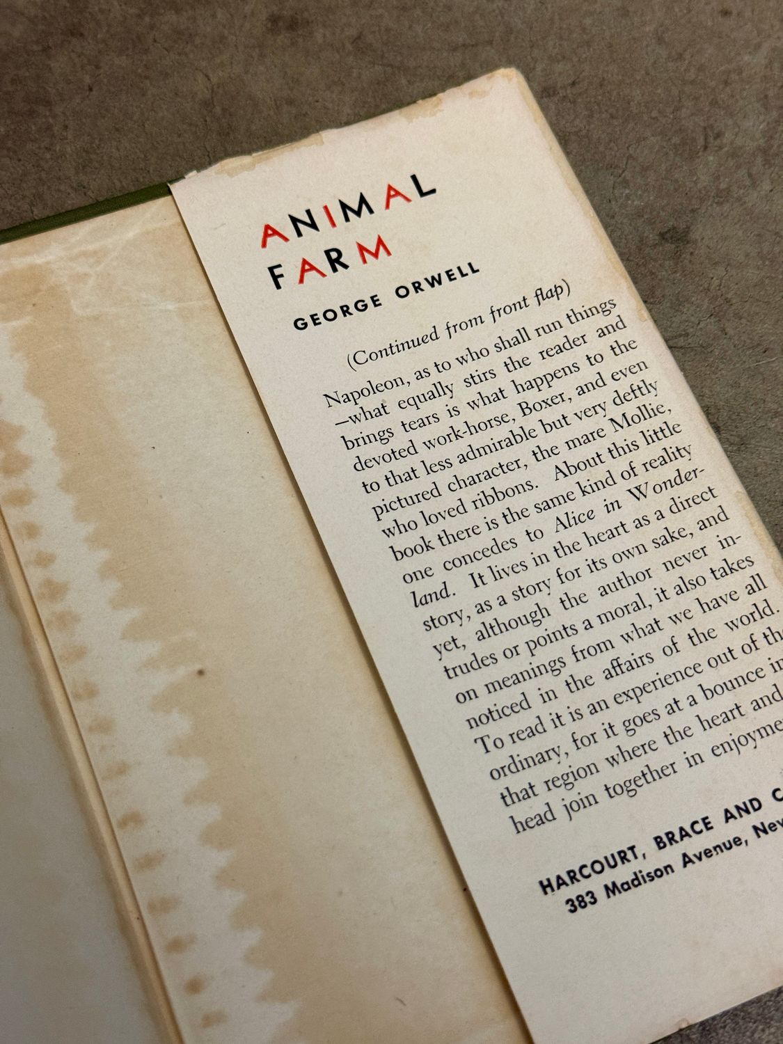 Animal Farm by George Orwell (1946 Harcourt, Brace Hardcover, Early Printing)