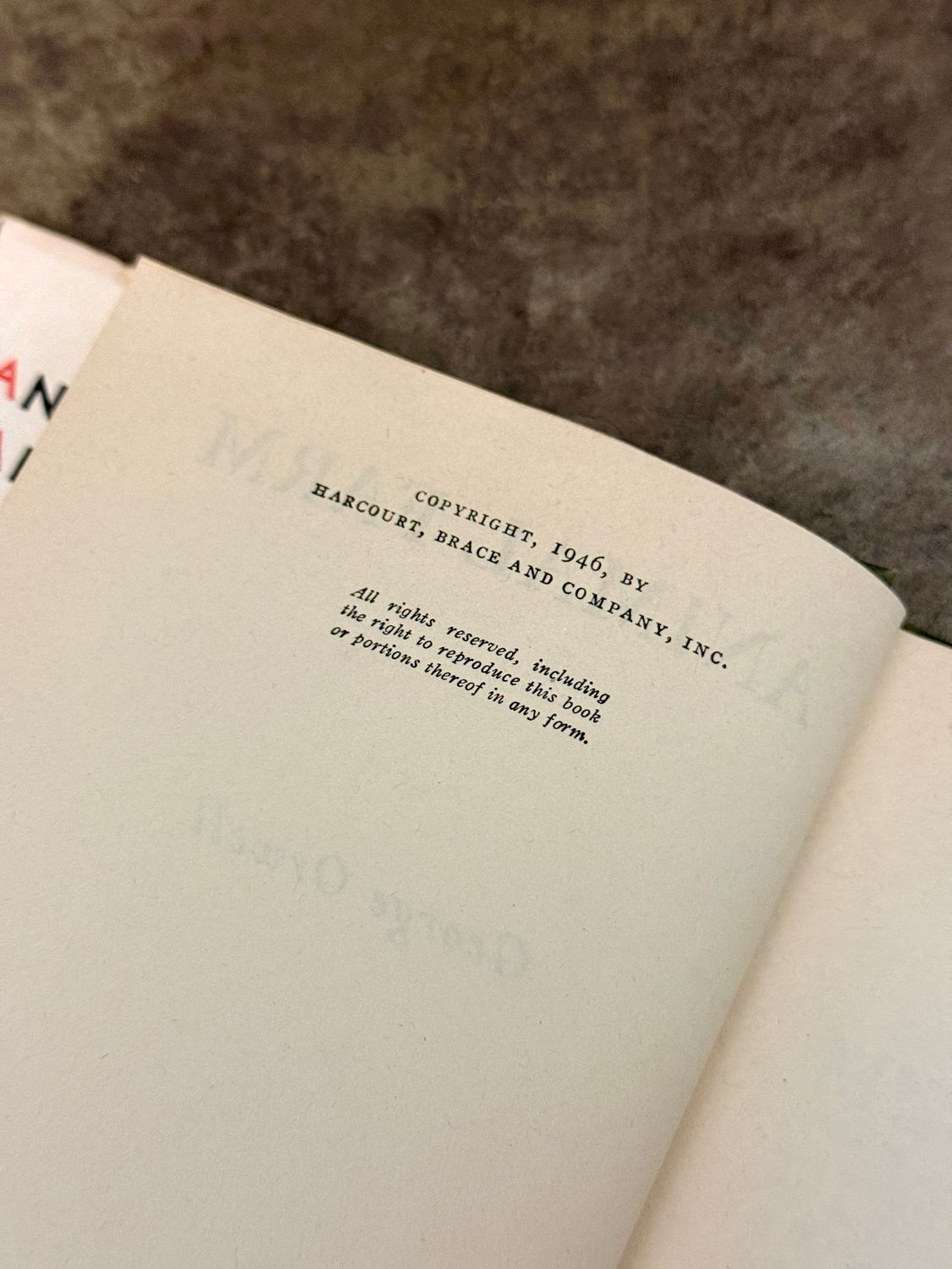 Animal Farm by George Orwell (1946 Harcourt, Brace Hardcover, Early Printing)