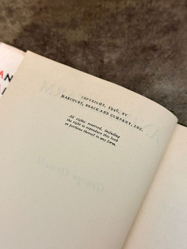 Animal Farm by George Orwell (1946 Harcourt, Brace Hardcover, Early Printing)