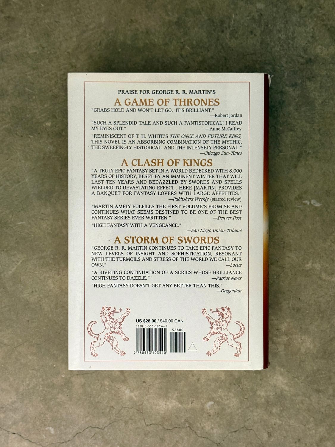 A Game of Thrones by George R. R. Martin (1996 Bantam Hardcover, 6th Printing)
