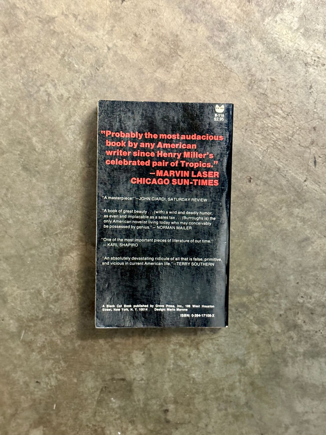Naked Lunch by William S. Burroughs (1977 Grove Press Black Cat Paperback, 12th Printing)