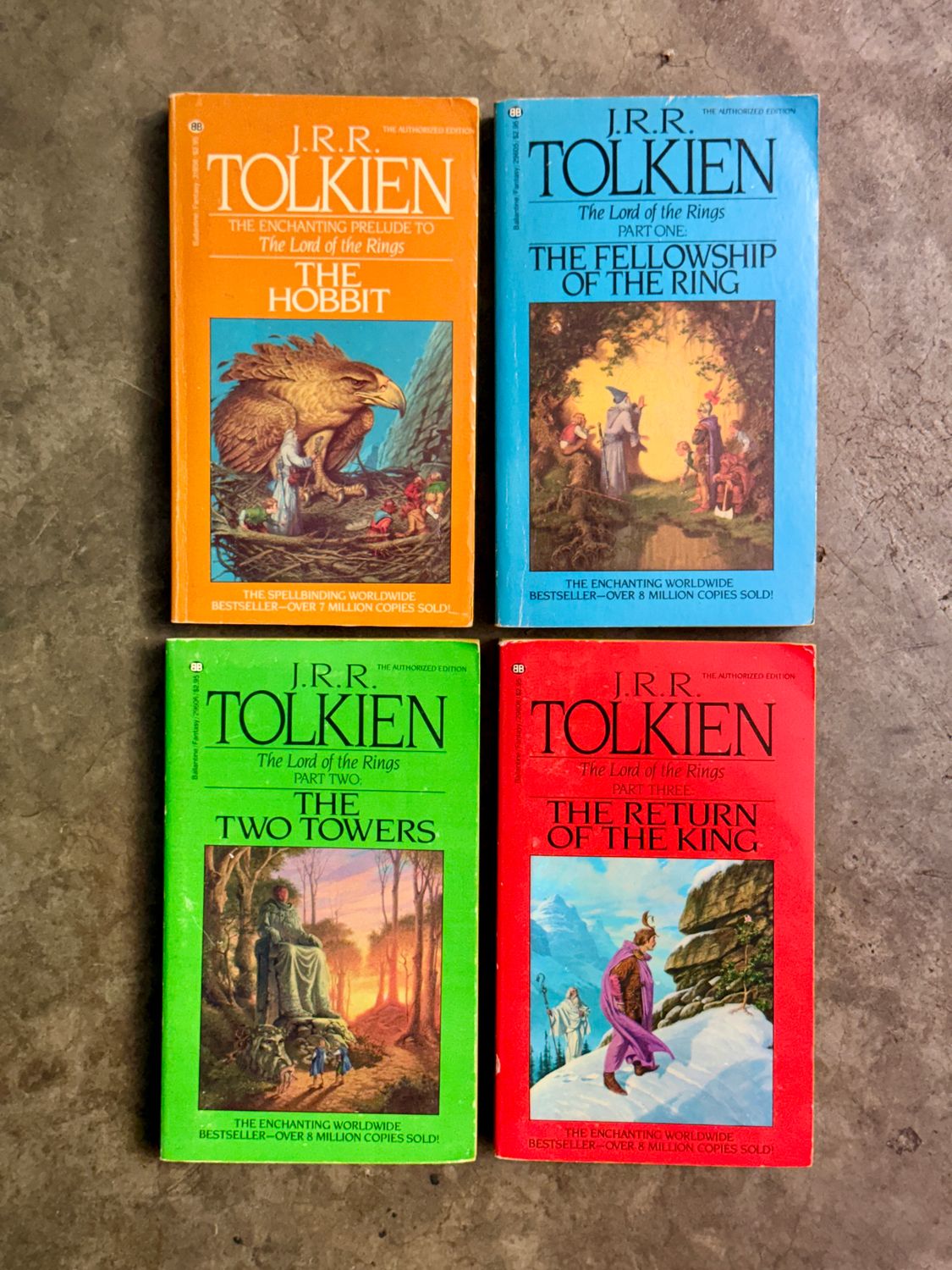 The Hobbit &amp; The Lord of the Rings by J.R.R. Tolkien (1983–1984 Ballantine Special Silver Jubilee Edition, Four-Volume Paperback Set)