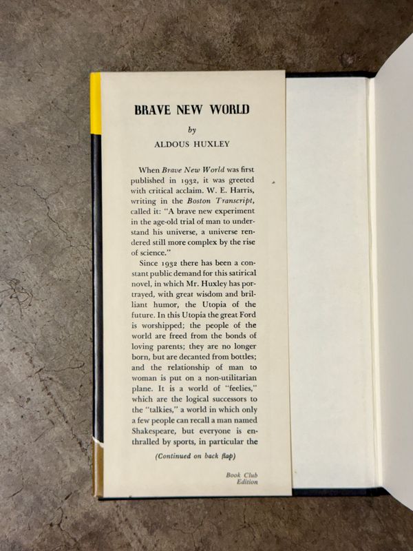 Brave New World by Aldous Huxley (c. 1960s Harper &amp; Row Hardcover, Book Club Edition)