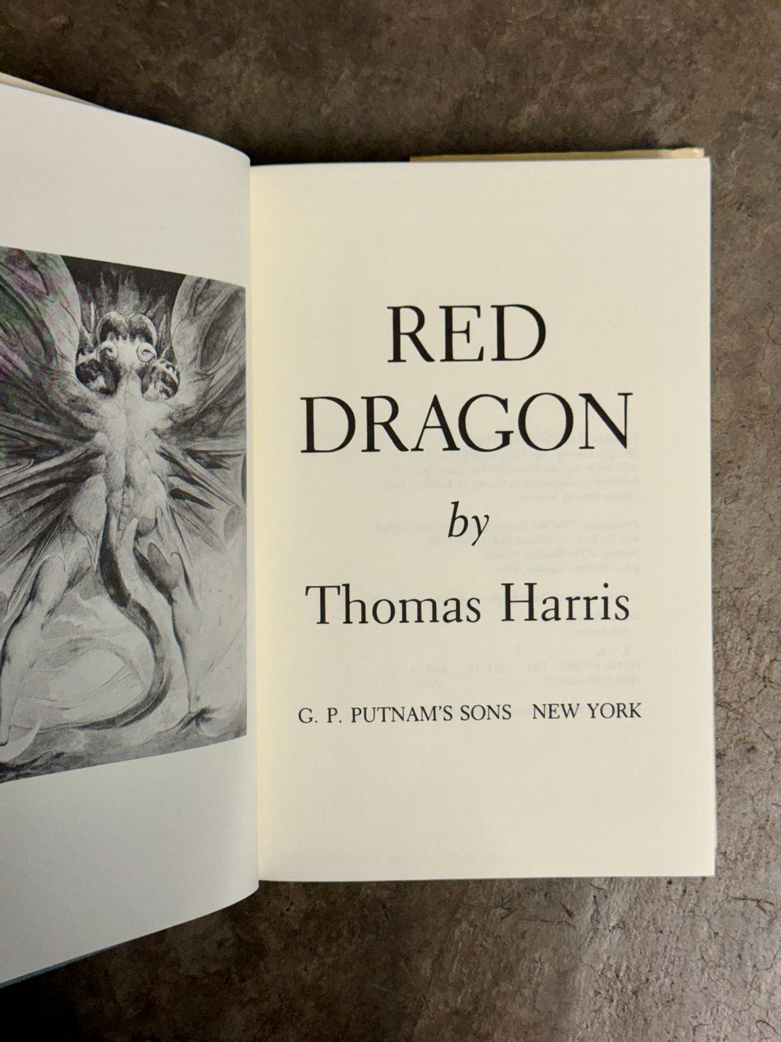 Red Dragon by Thomas Harris (1981 G.P. Putnam's Sons First Edition Hardcover)
