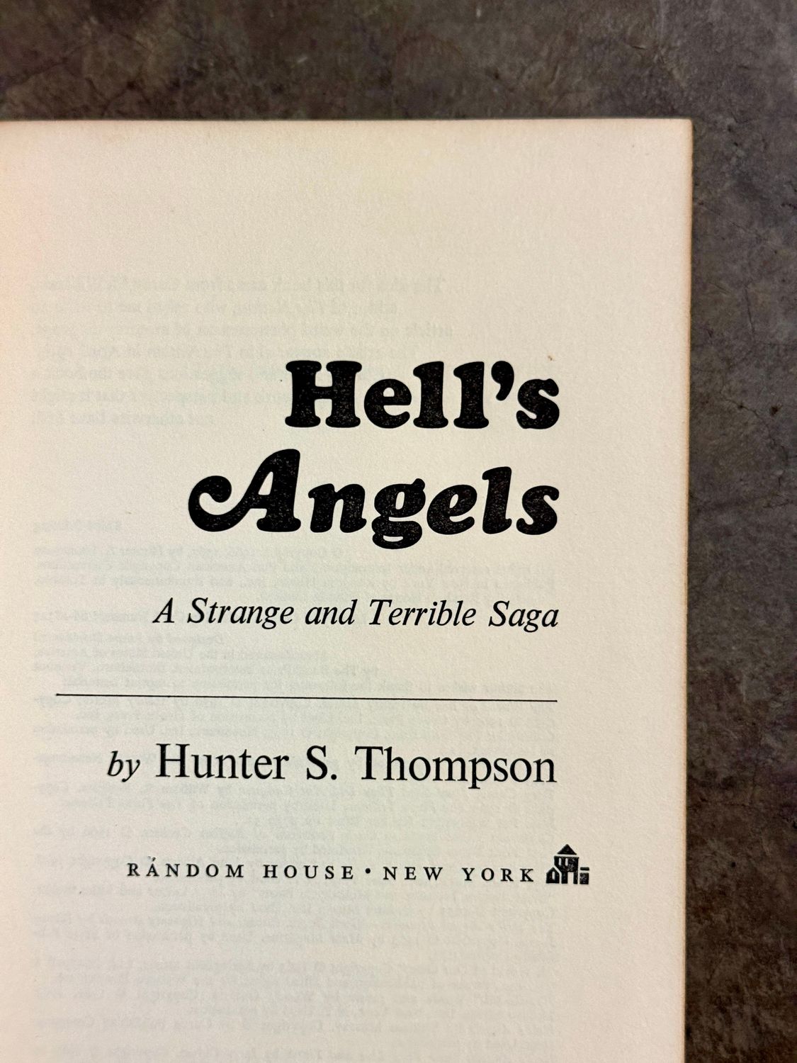 Hell’s Angels by Hunter S. Thompson (1967 Random House Hardcover, Third Printing)