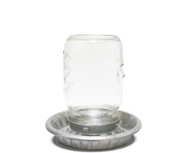 Galvanised Chick Drinker with Glass Jar – 1L