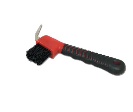 Hoof Pick Deluxe with brush (red/blk)