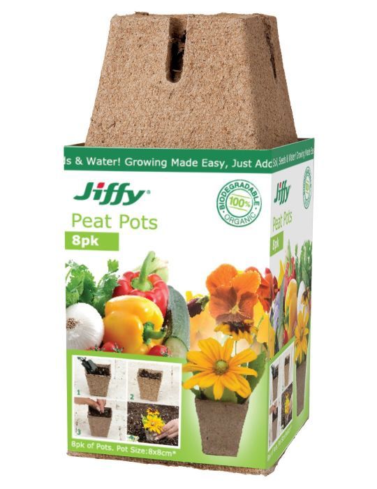 Jiffy Peat Pots 8cm Square - 8 Pack