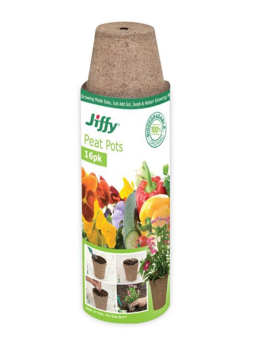 Jiffy Peat Pots 8cm Round -16 Pack