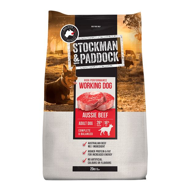 Stockman &amp; Paddock Working Dog Beef 20kg (Red Label)