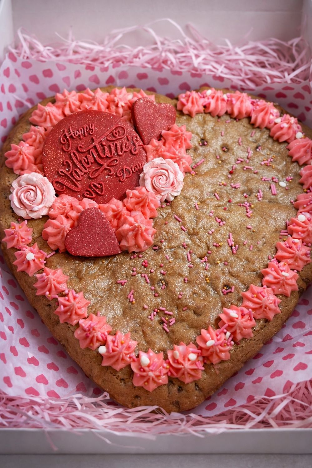 Giant Chocolate Chip Cookie Heart