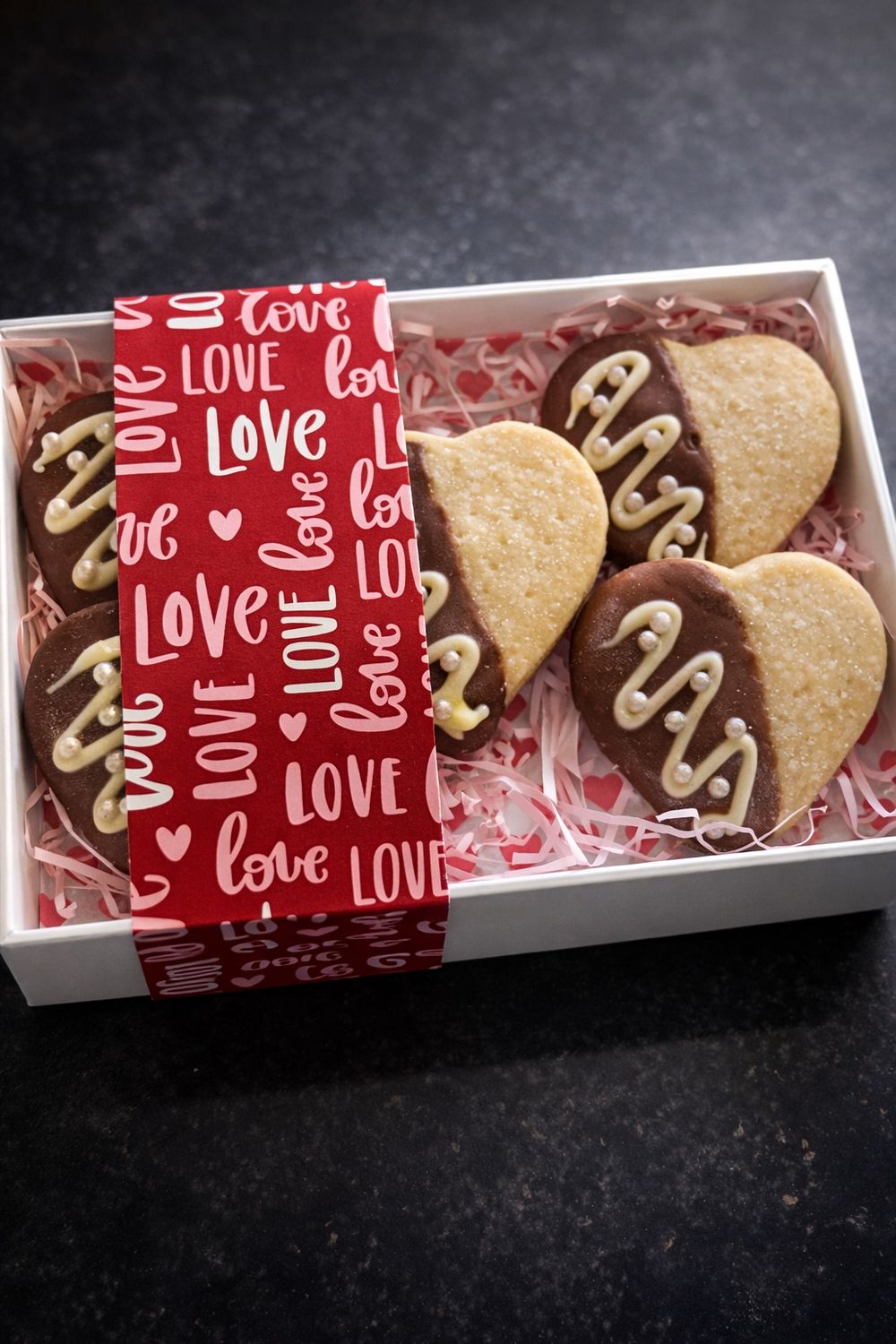 5 Milk Chocolate Dipped Shortbread hearts