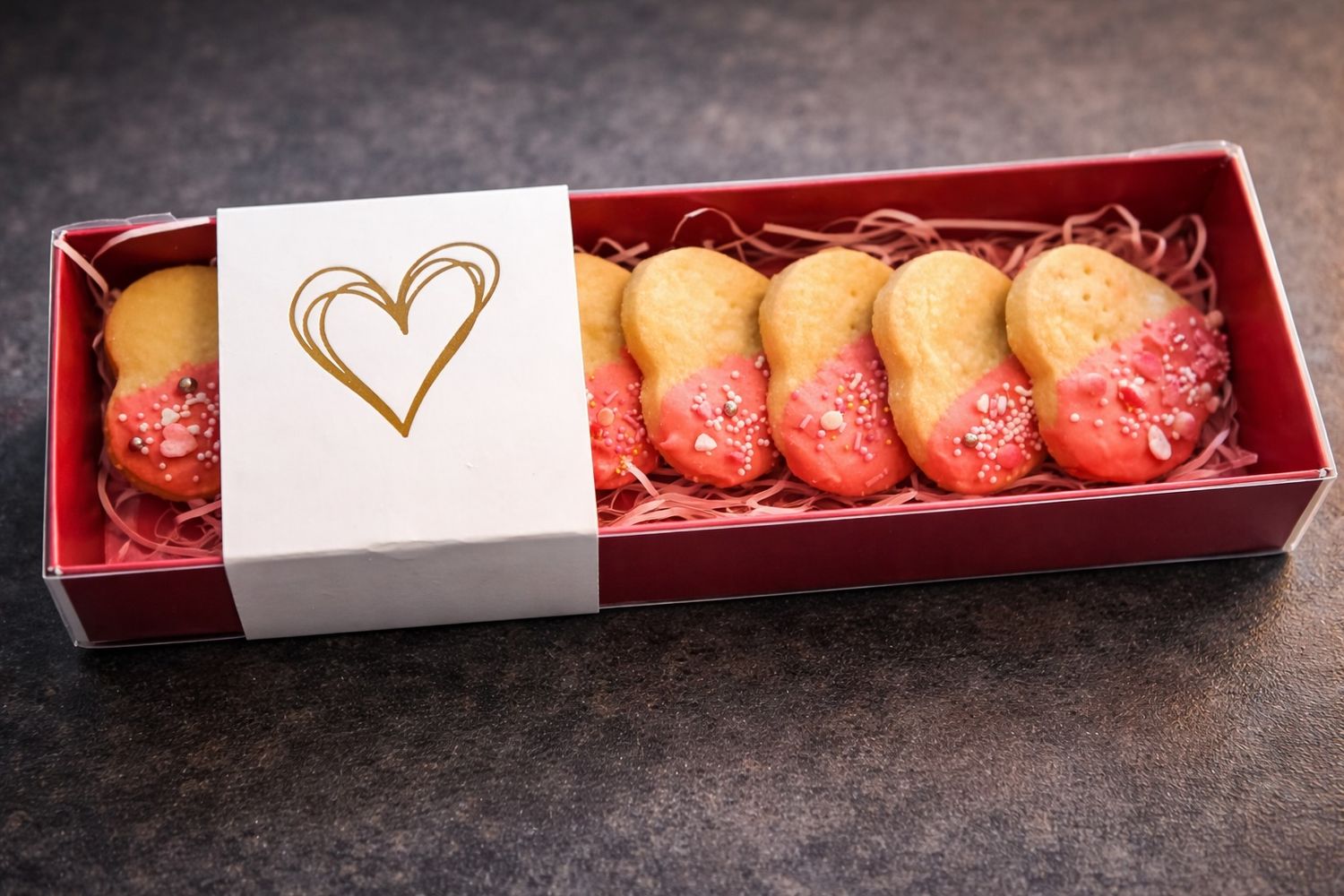 8 White Chocolate Dipped Shortbread hearts