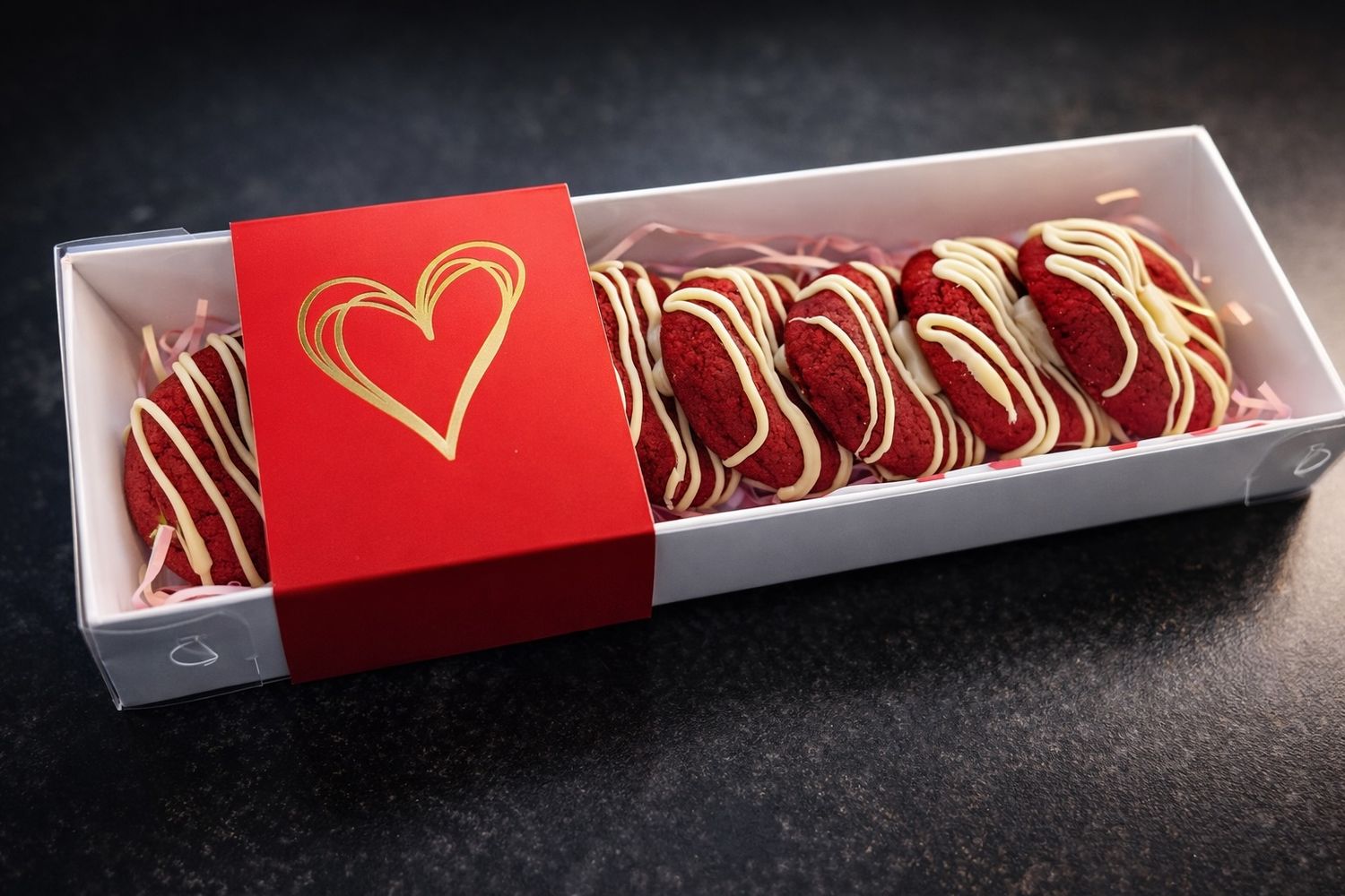 8 Red Velvet and White Chocolate Mini Cookies