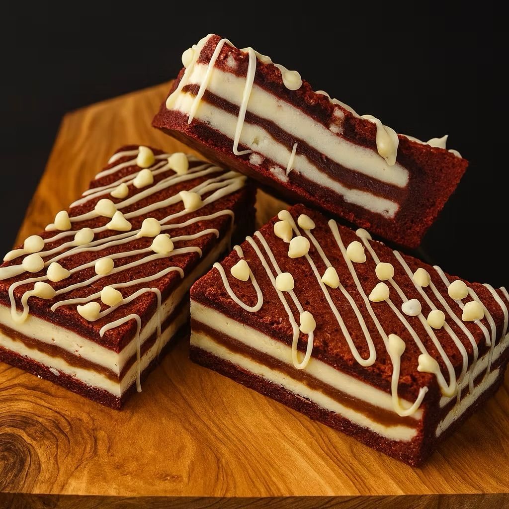 Red Velvet White Chocolate and Raspberry Caramel Cookie Bar