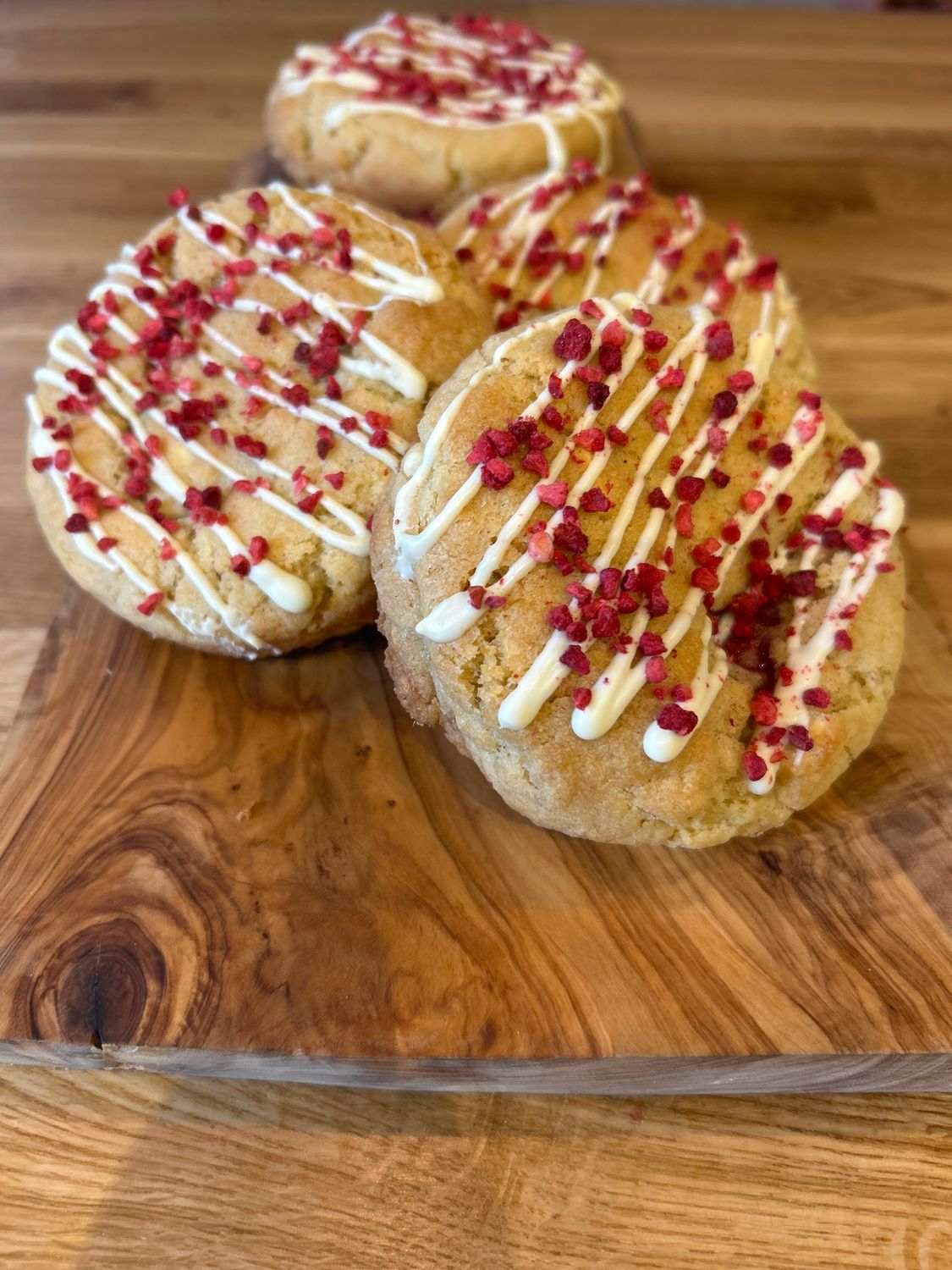 Raspberry Caramel and White Chocolate Cookie