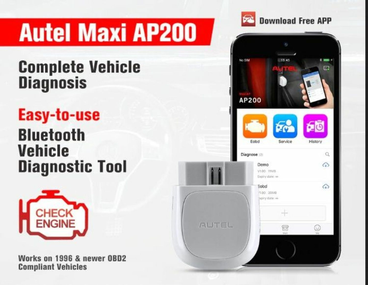 ​Autel AP200, as an innovative Bluetooth OBD2 scanner