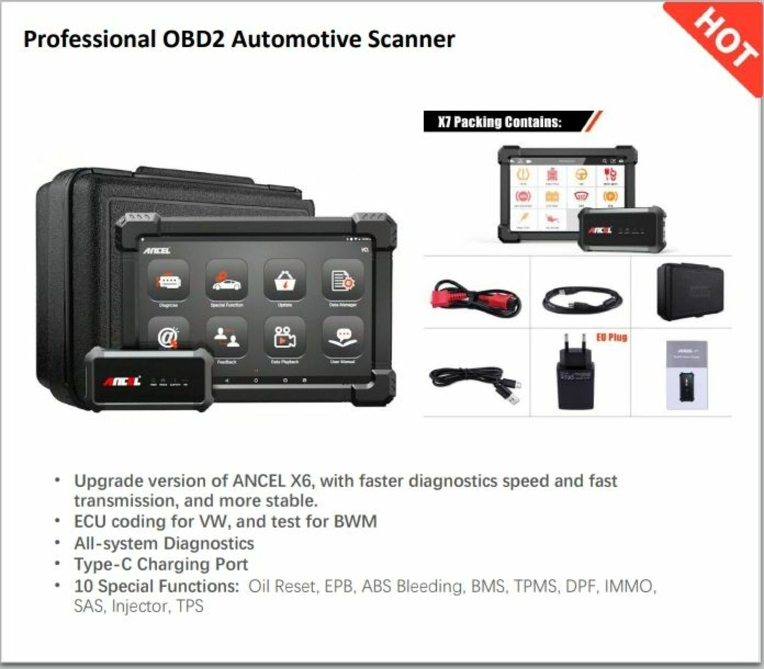 ​Ancel X7 HD Professional Heavy Duty Truck Scanner
