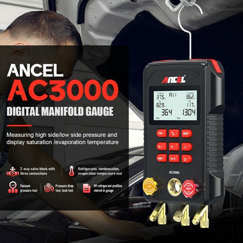 Ancel AC3000 Digital Manifold Gauge Meter
