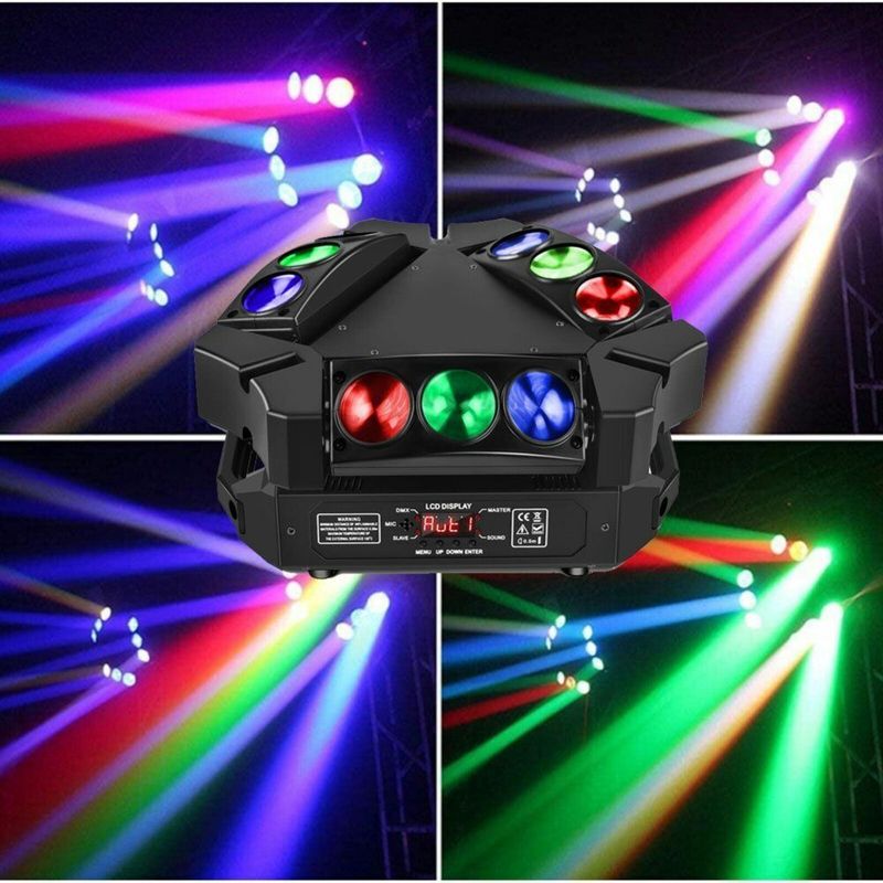 LED Mini Moving headRGB Mini 9 LEDs Bird Moving Head Stage Light DMX-512 Party Disco Club
