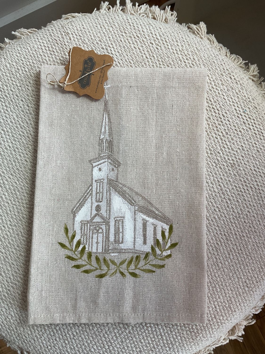Cross &amp; Church Painted Tea Towels