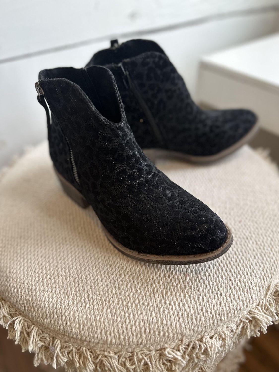 Charming Black Leopard Bootie