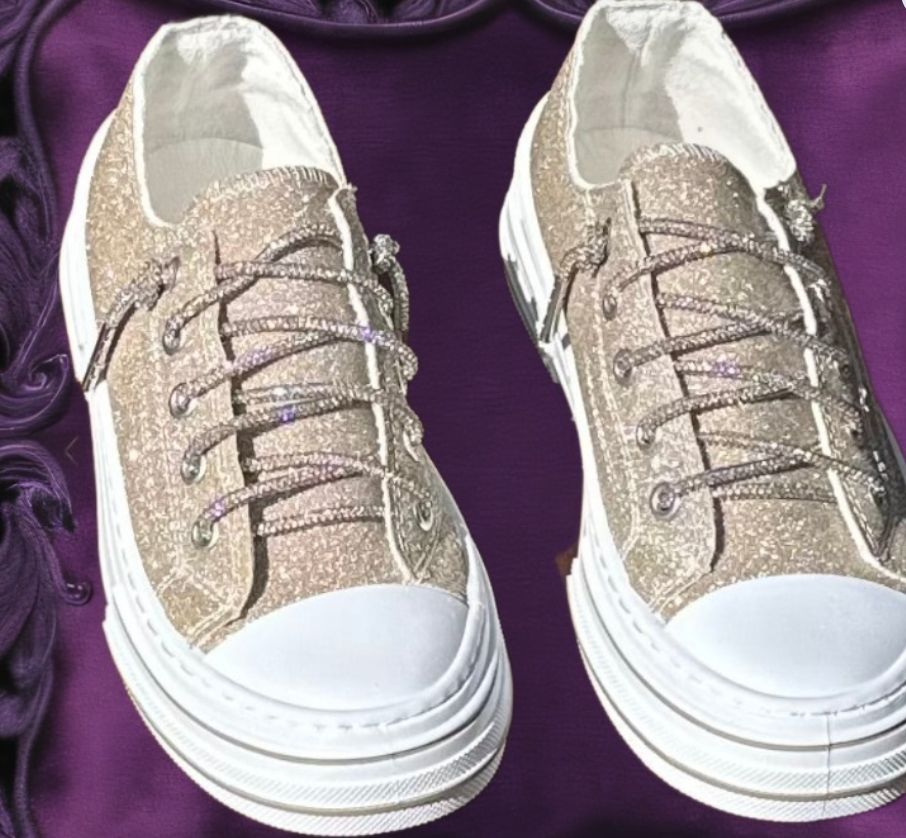 Aman Sneakers, Color: Gold Glitter, Size: 6