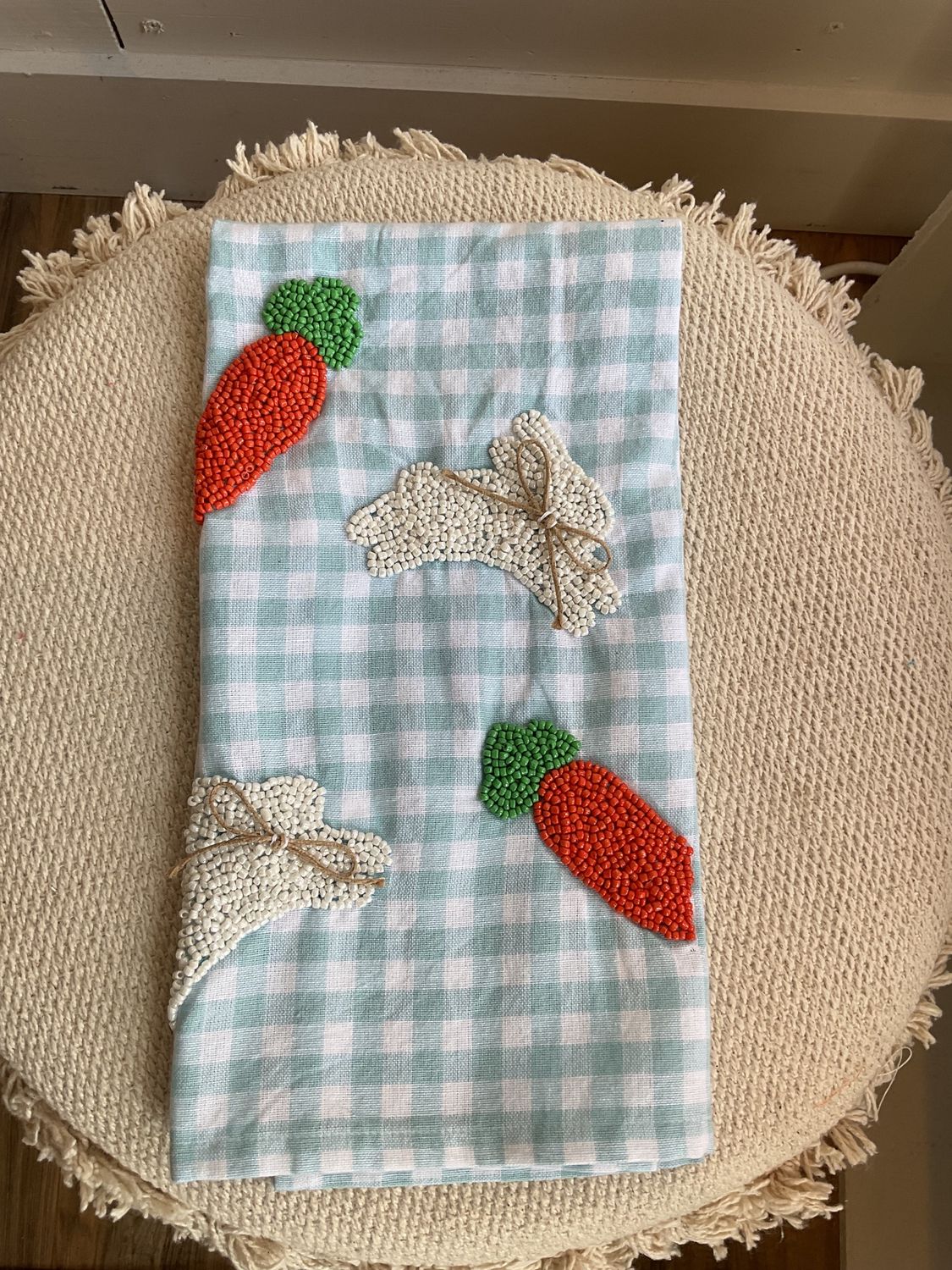 Beaded Easter Tea Towels, Style: Bunny Carrot