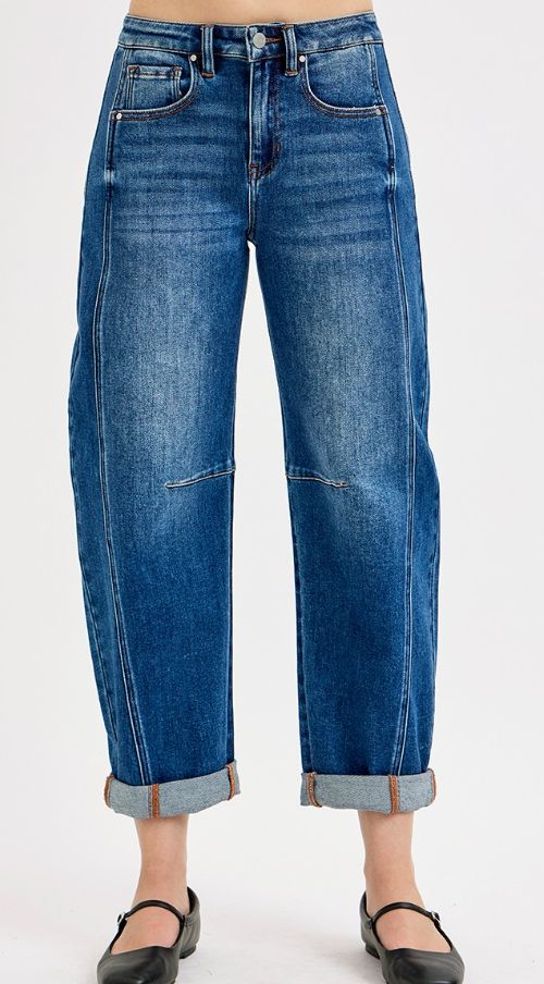 Dark Wash Viral Barrel Jean, Size: 11