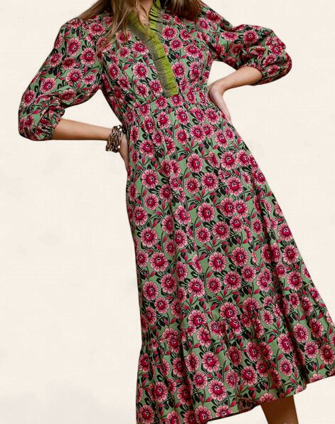 Sage Mix Floral Dress