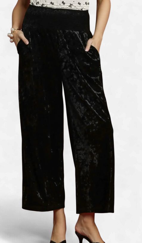 Black Velvet Wide Leg Pant