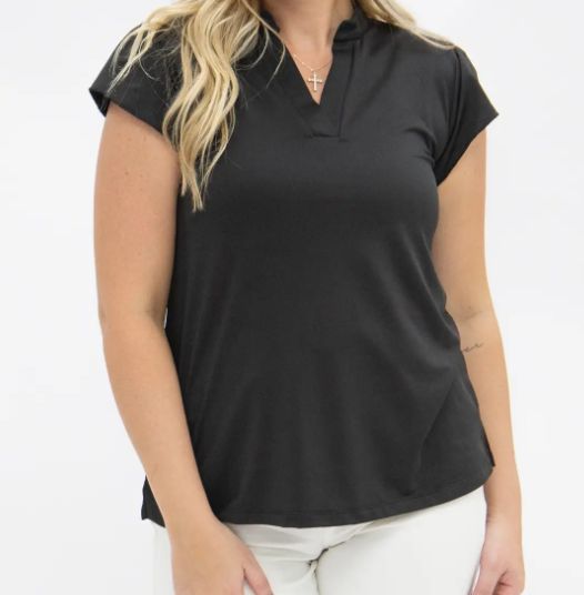 The Nicole V-Neck Top, Color: Black, Size: XS