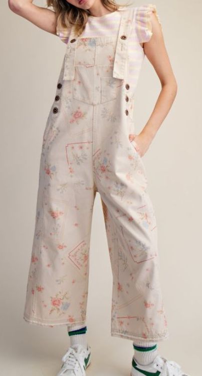 Khaki Floral Overall