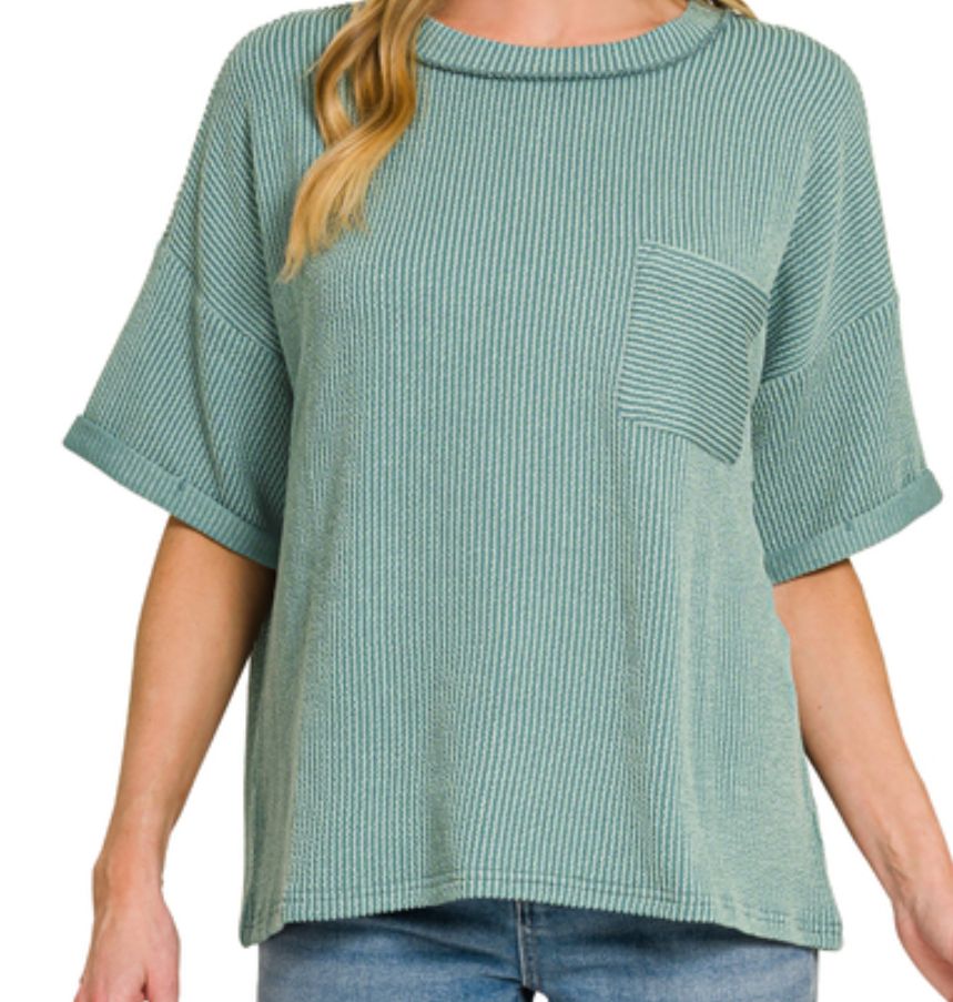 Jade Ribbed Top