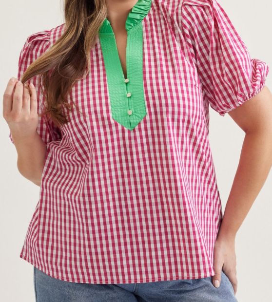 Hot Pink Gingham Top
