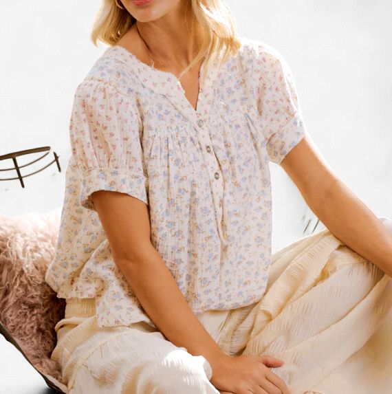 Spring Floral Print Top, Size: Sm