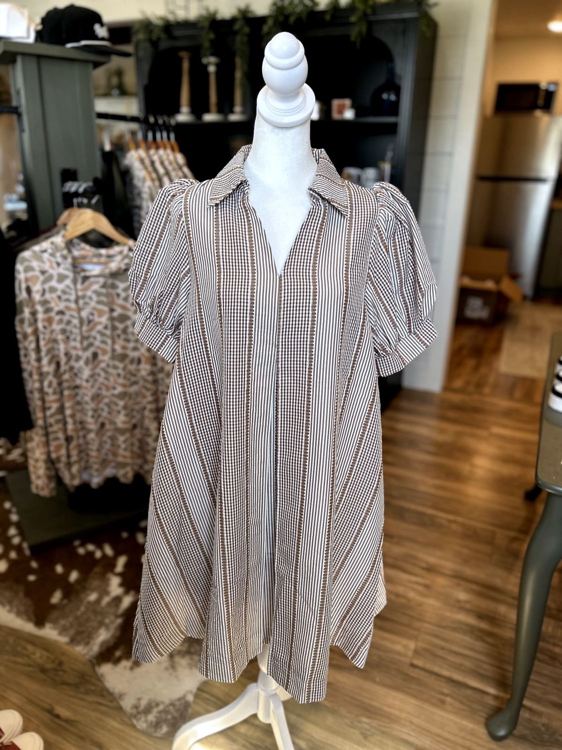 Mocha Striped Dress, Size: Sm