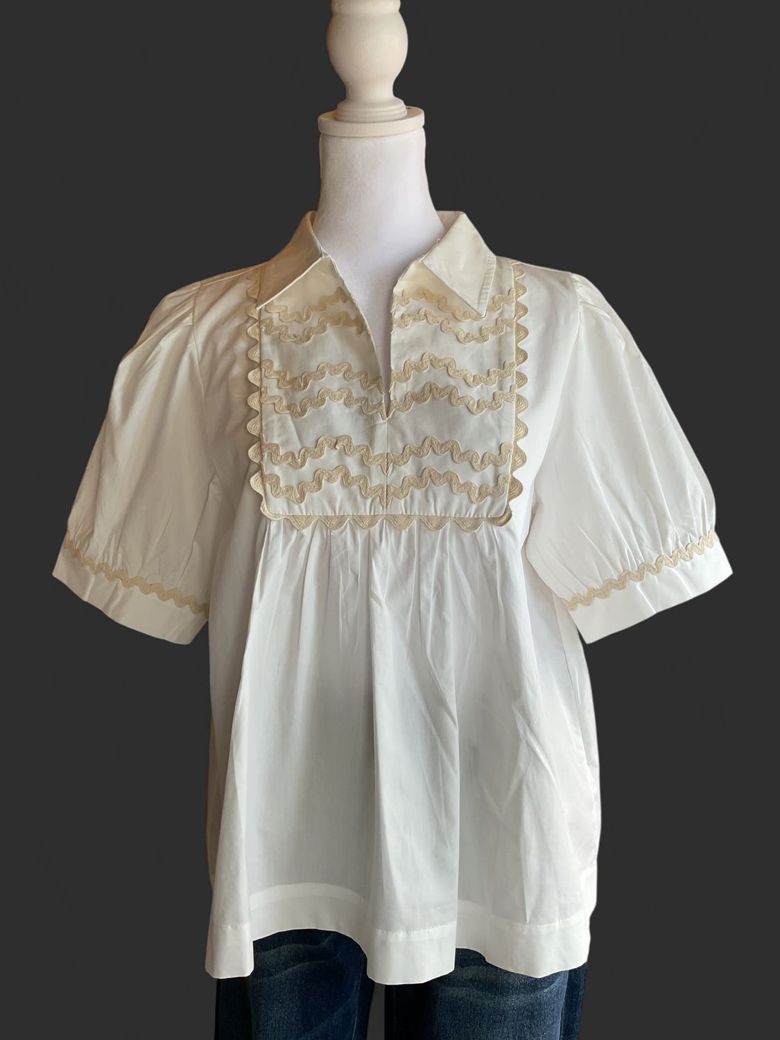 RicRac Detail Off White Blouse