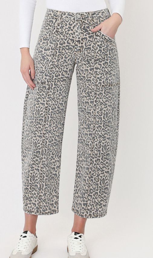 Leopard Barrel Jean