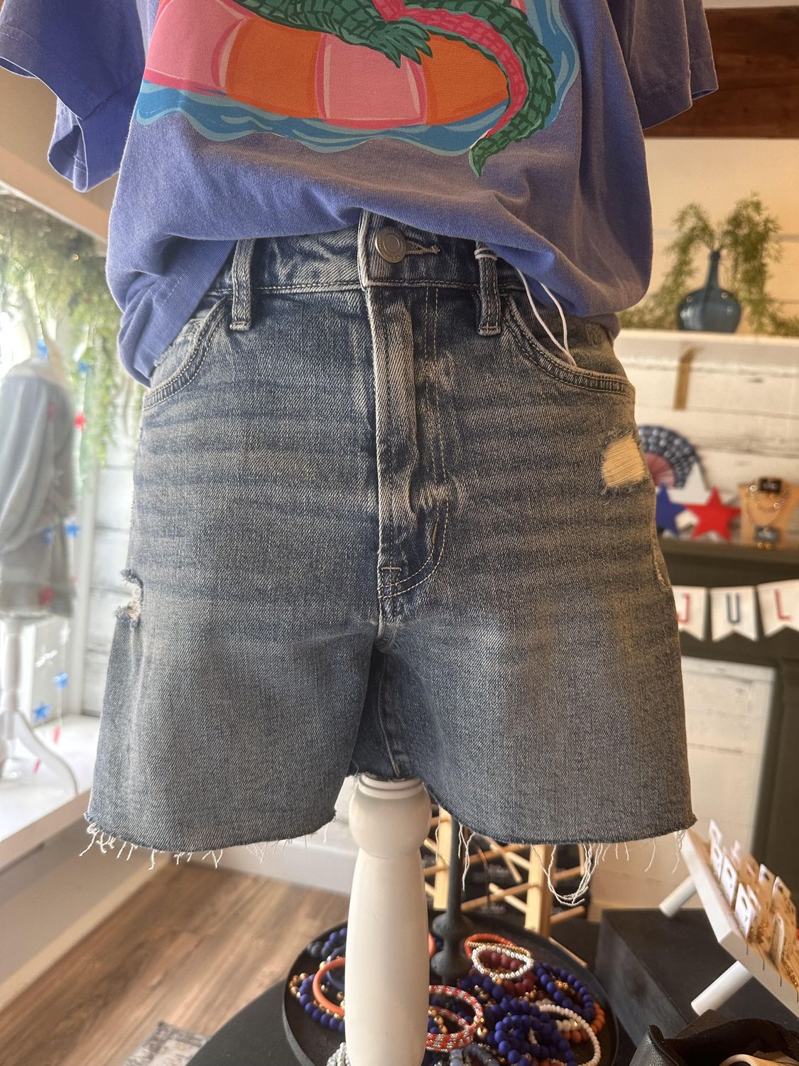 Live-Wire A-Line Raw Hem Short