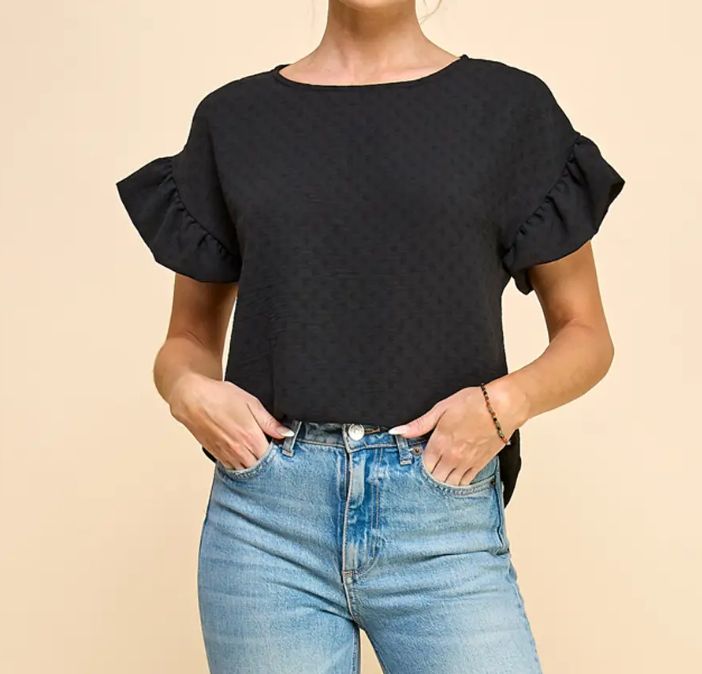 Ruffled Sleeve Basic Tops