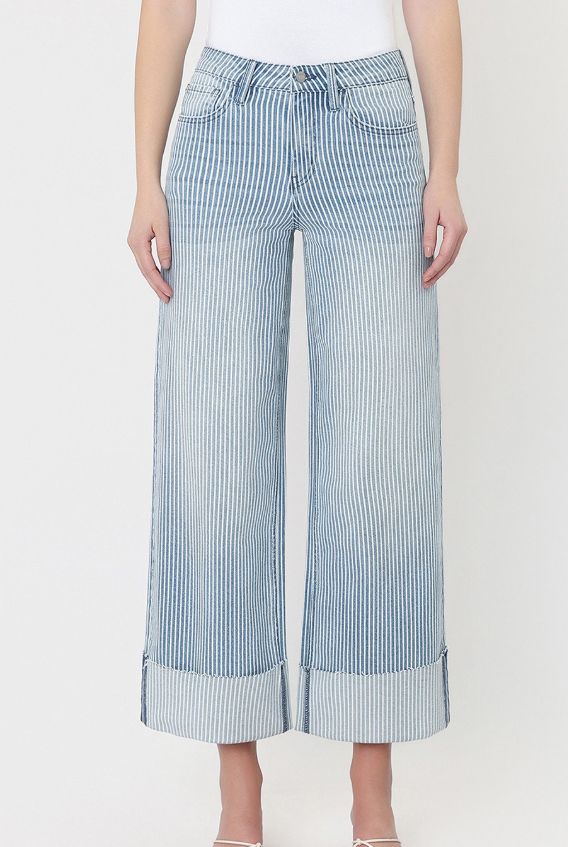 Olivia Striped Wide Crop Jean