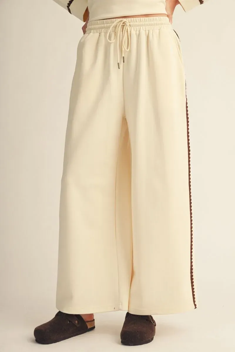 Cream Pant with Crochet Trim
