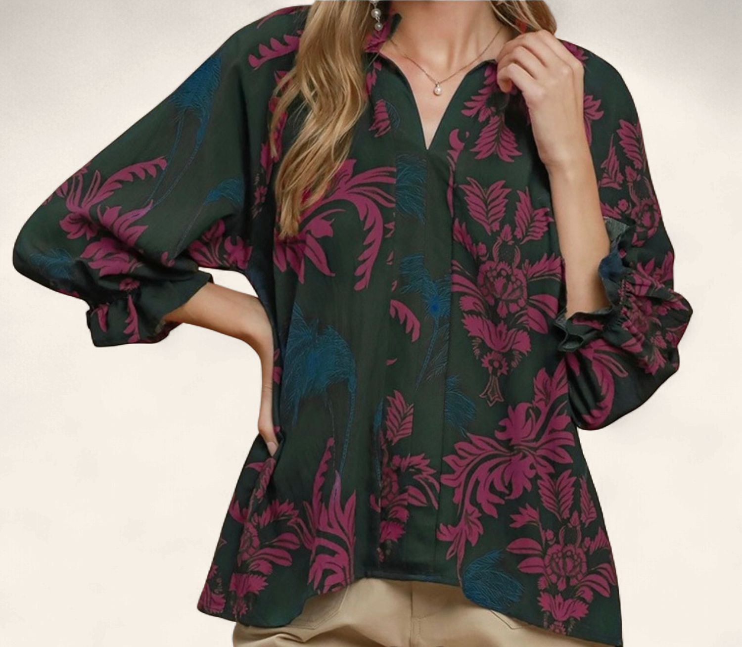 Fall Botanical Blouse, Size: Sm