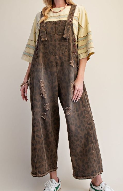 Brown Leopard Overalls, Size: Sm