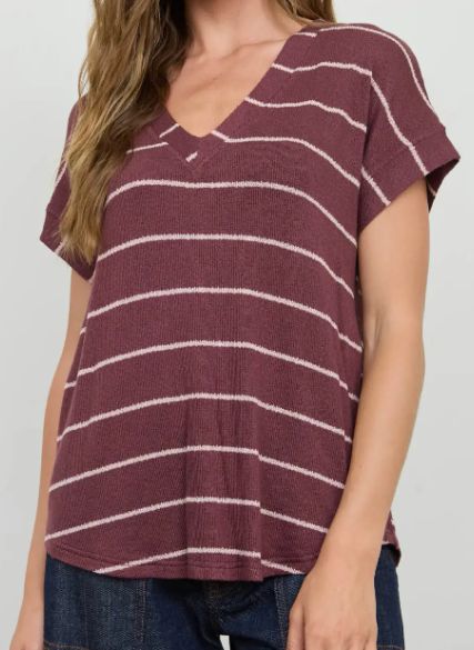 Maroon Cuffed Sleeve Top, Size: Sm