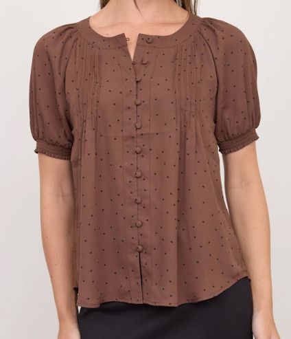 Pintuck Polka Dot Blouse, Size: Sm